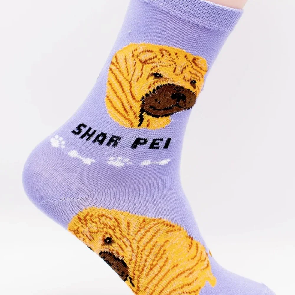 Shar Pei Fighting Dog Wrinkles Puppy Cute Dogs 2 Pairs Women's Foozys Socks
